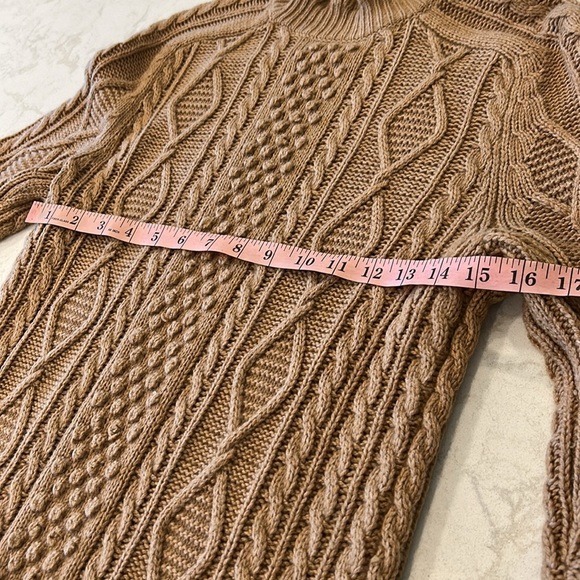 J Crew Cable Knit Sweater Mini Lambswool Dress in Tan Regency Small - Picture 11 of 15